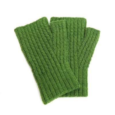 POM Grass Green Recycled Blend Classic Ribbed Wrist Warmers