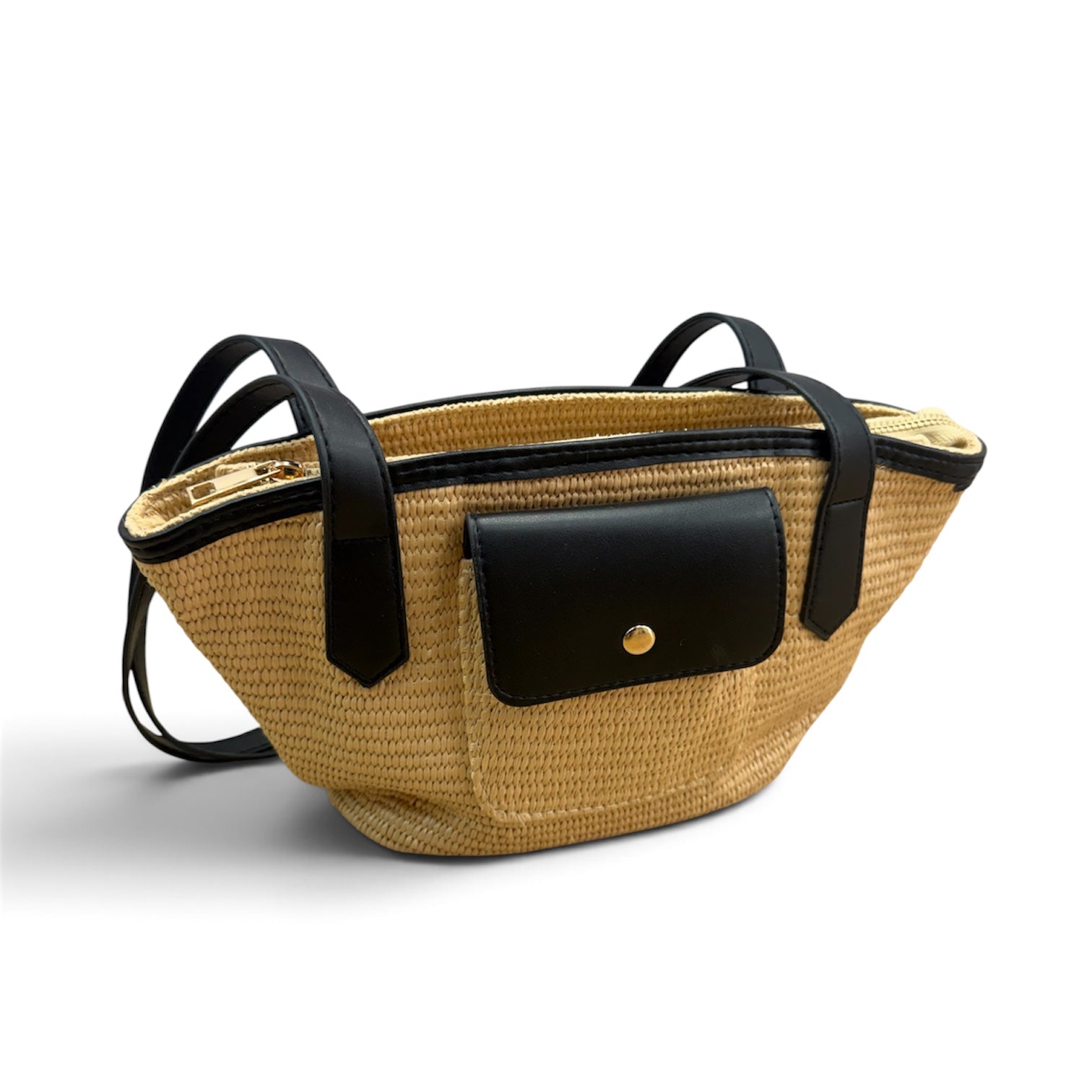 Park Lane Barbados Rattan Small Rattan Shoulder Bag - Natural/Black