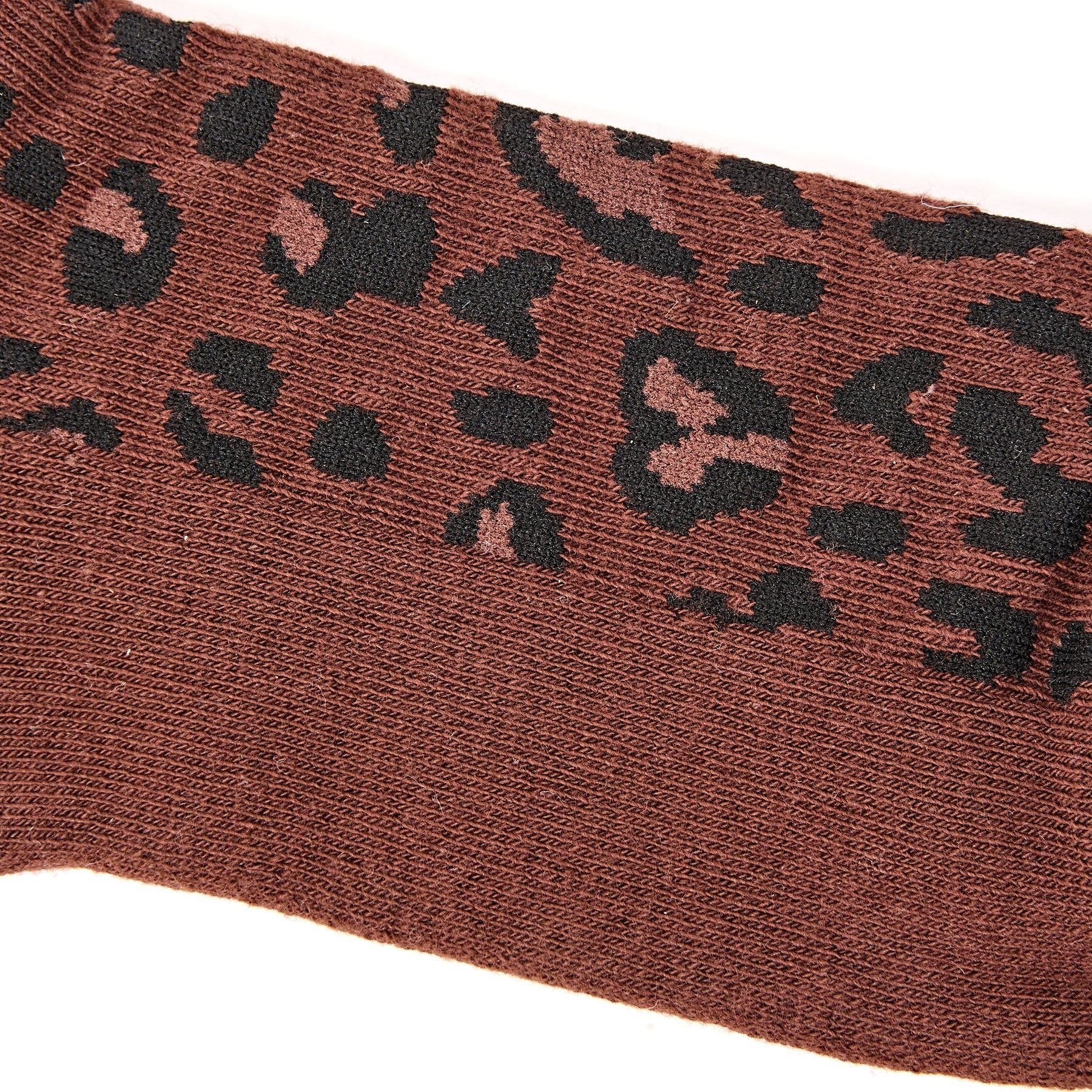 ROKA Wembley Ladies Trainer Ankle Socks - Mini Leopard - Chocolate