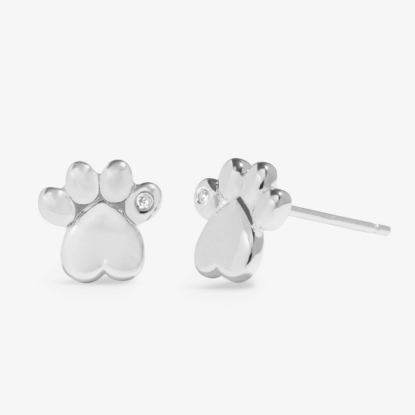 Joma Jewellery Moments to Shine - Perfect Pawprints - Silver Plated Boxed Paw Stud Earrings