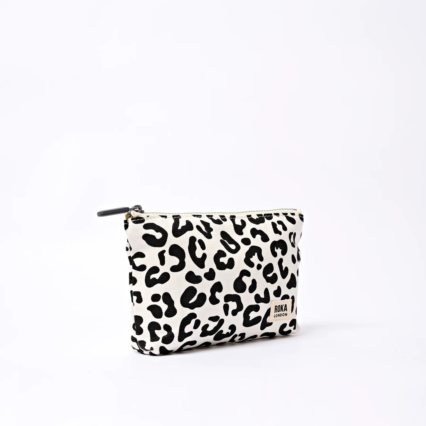 Roka Maida Vale Small Zip Pouch -Cotton Canvas - Summer Leopard