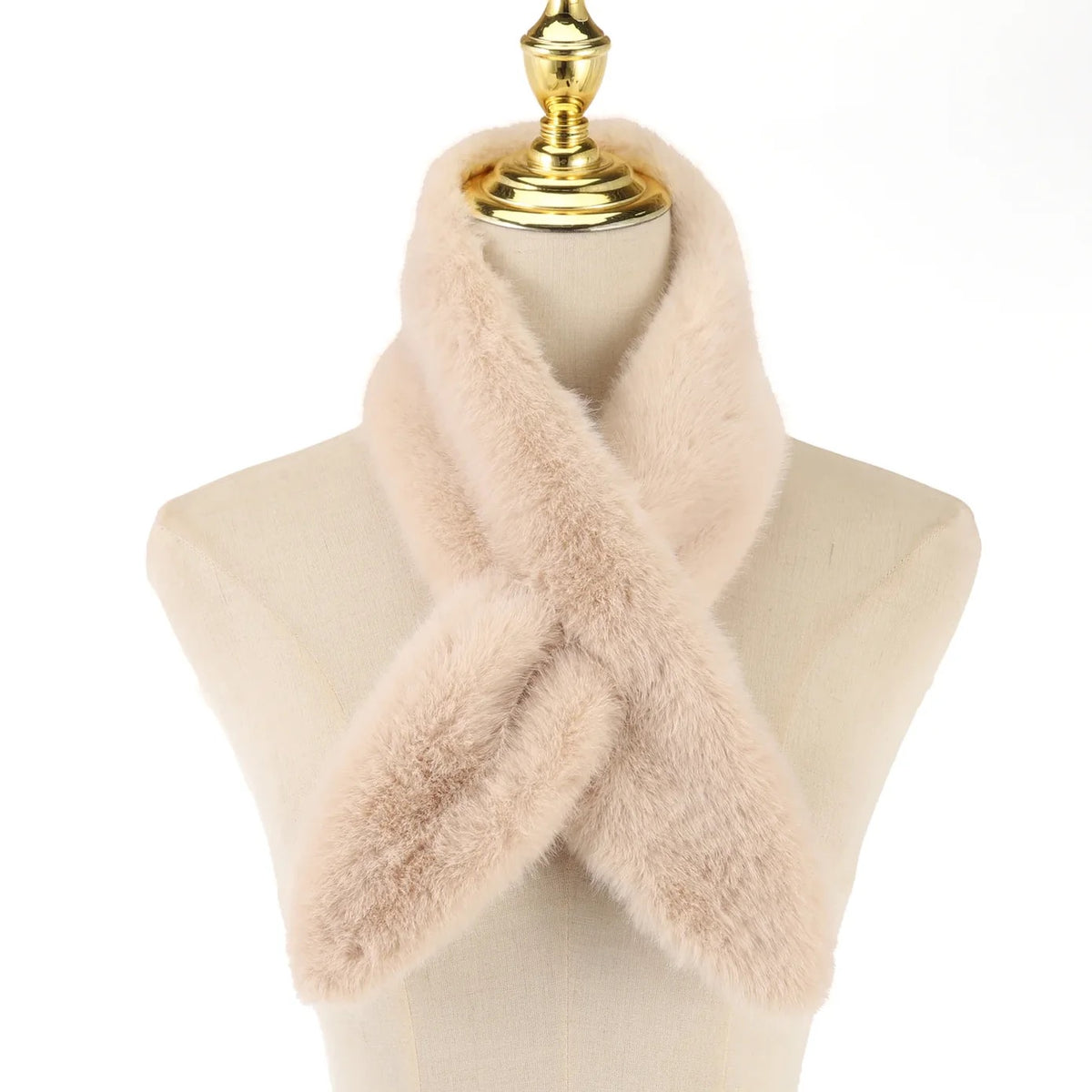 Park Lane - Satin Lined - Faux Fur Pull Through Scarf - Linen