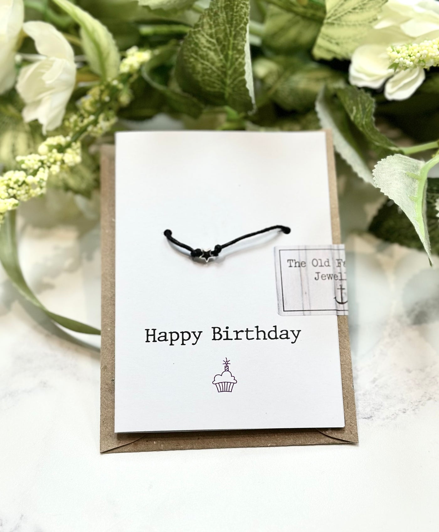 Happy Birthday - Heart/Star Black Cord Wish Bracelet