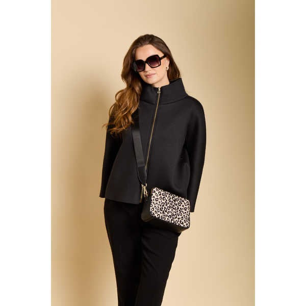 Alice Wheeler- Leopard Print - Dual Double Zip Crossbody Handbag