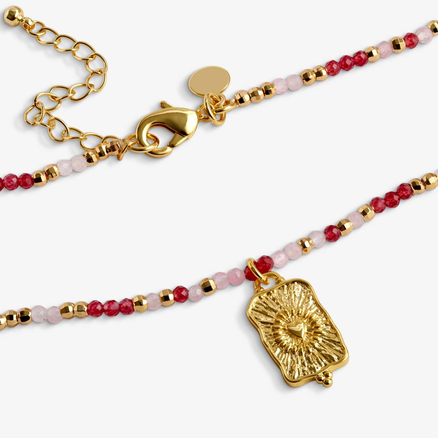 Joma Jewellery - Loved By You - Red &amp; Pink Gemstone Full Beaded Necklace - Gold Plating