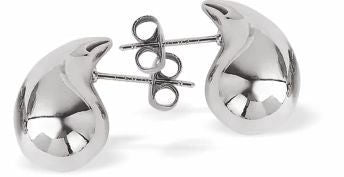 Byzantium - Rhodium Silver Teardrop Large Stud Earrings - Waterdrops