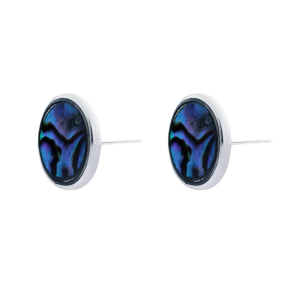Byzantium - Paua Shell Stud Earrings - Ovals