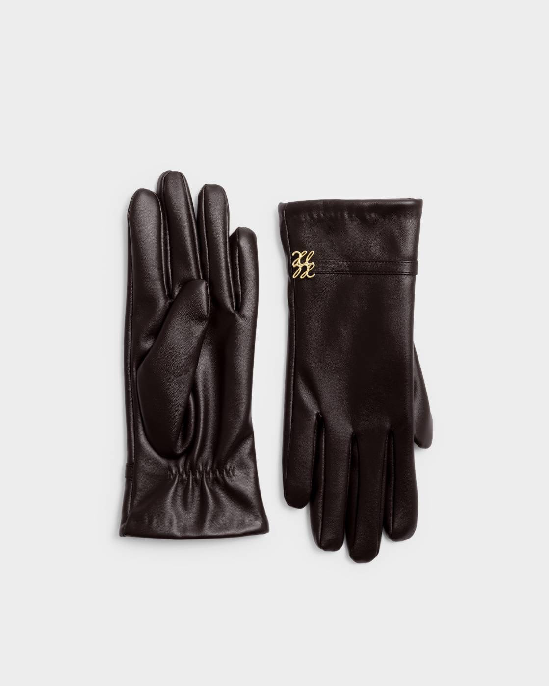 Katie Loxton - Gift Boxed - Faux Leather Gloves - Chocolate