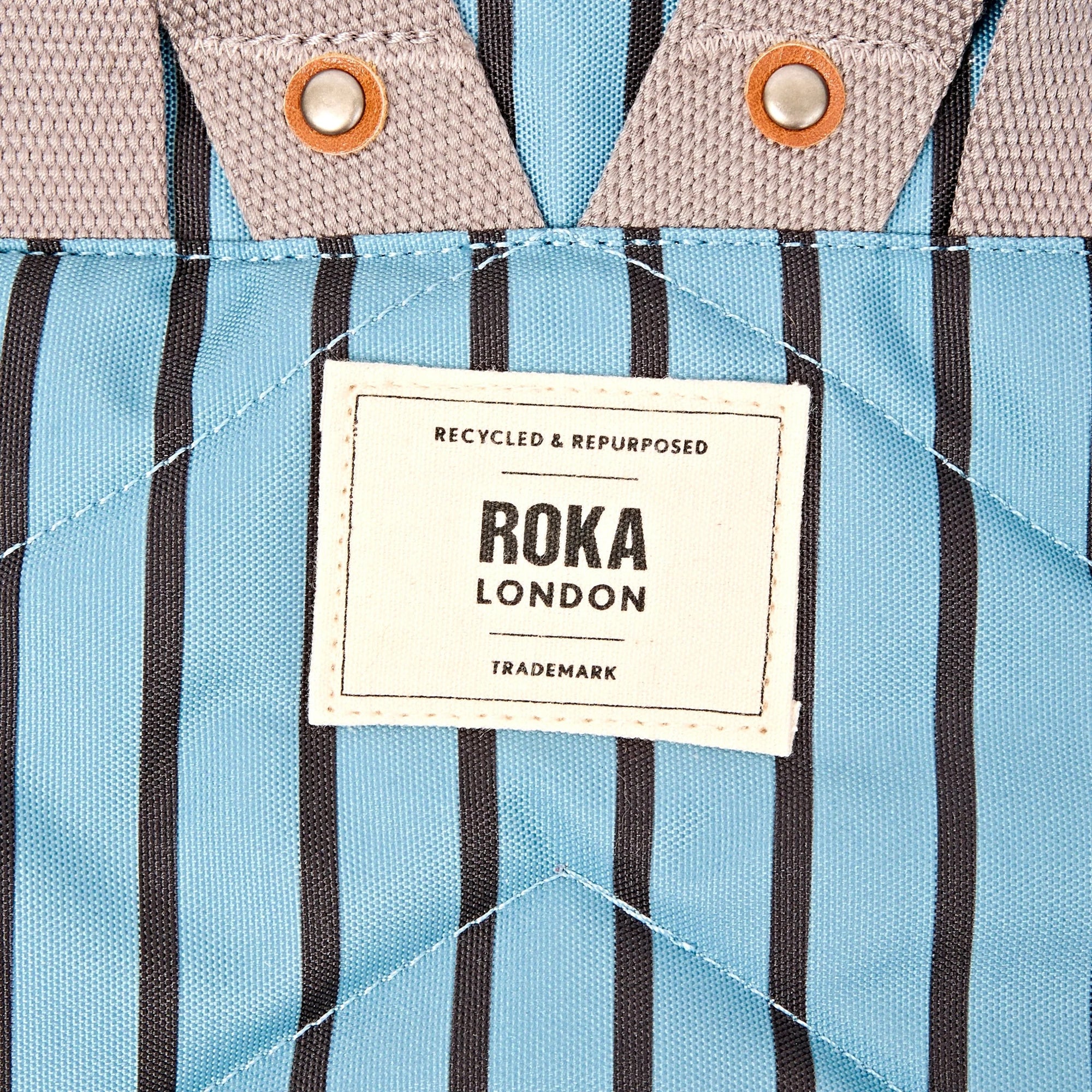Roka Canfield Recycled Canvas - Medium Backpack - Blue Stripe