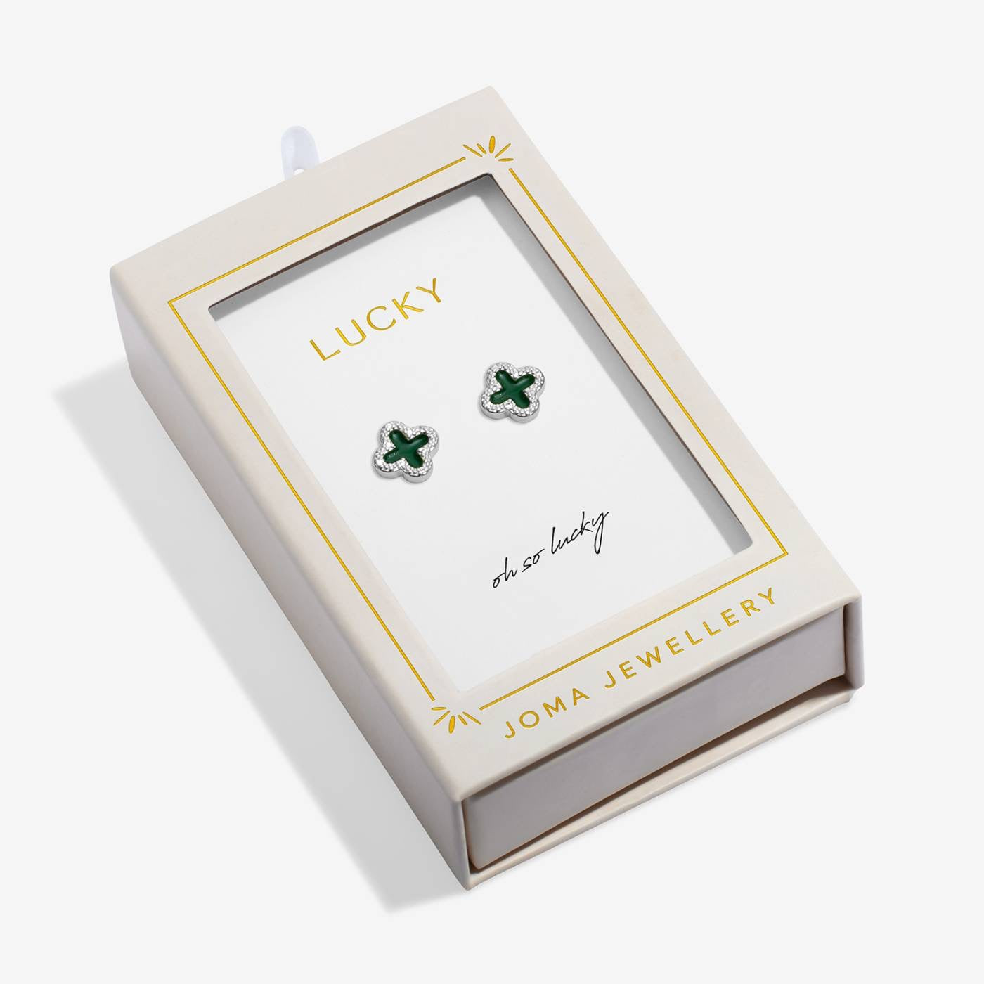 Joma Jewellery Moments to Shine - Lucky - Silver Plated Boxed Clover Stud Earrings