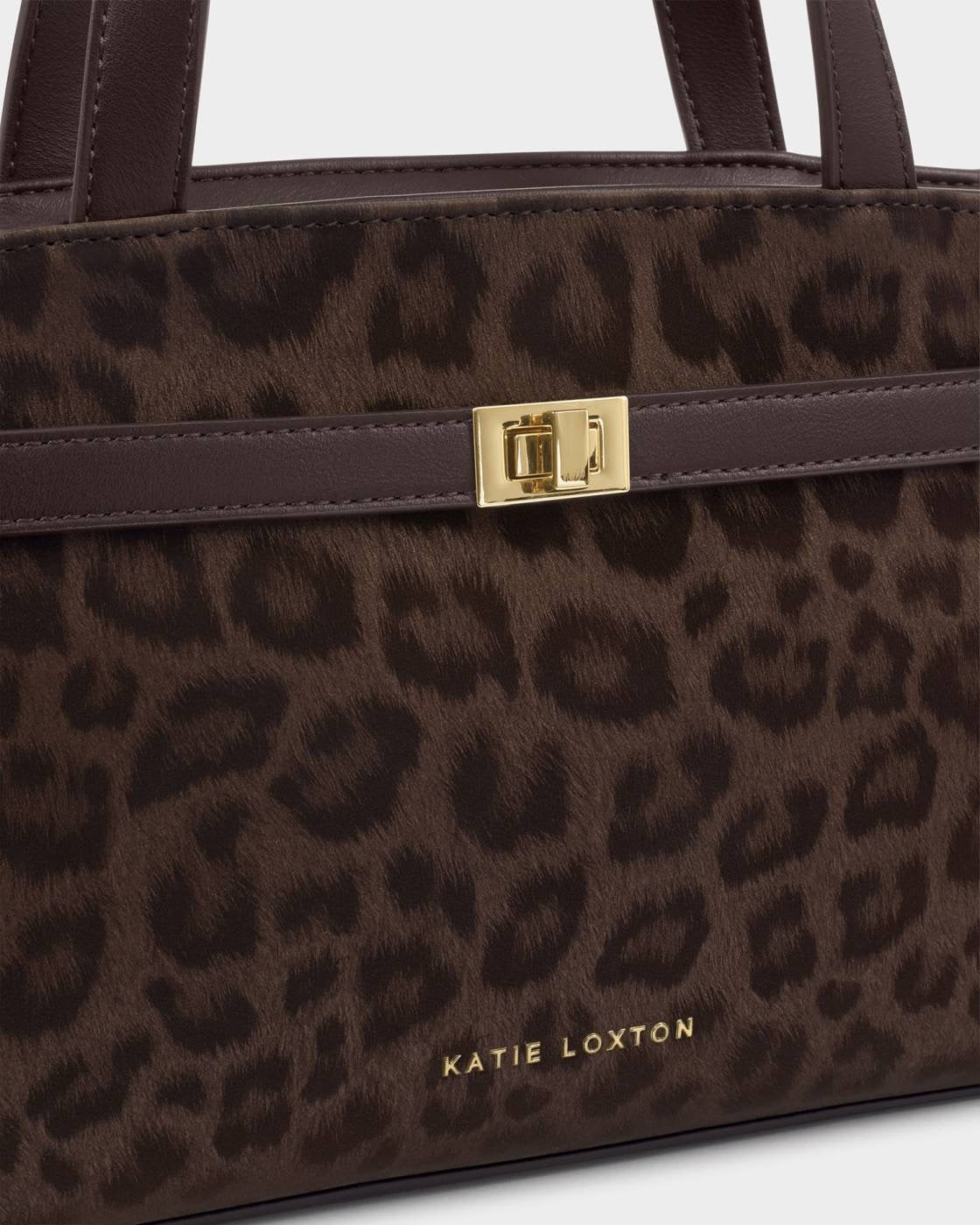 Katie Loxton - Orin - Top Handle Crossbody Handbag - Chocolate Leopard