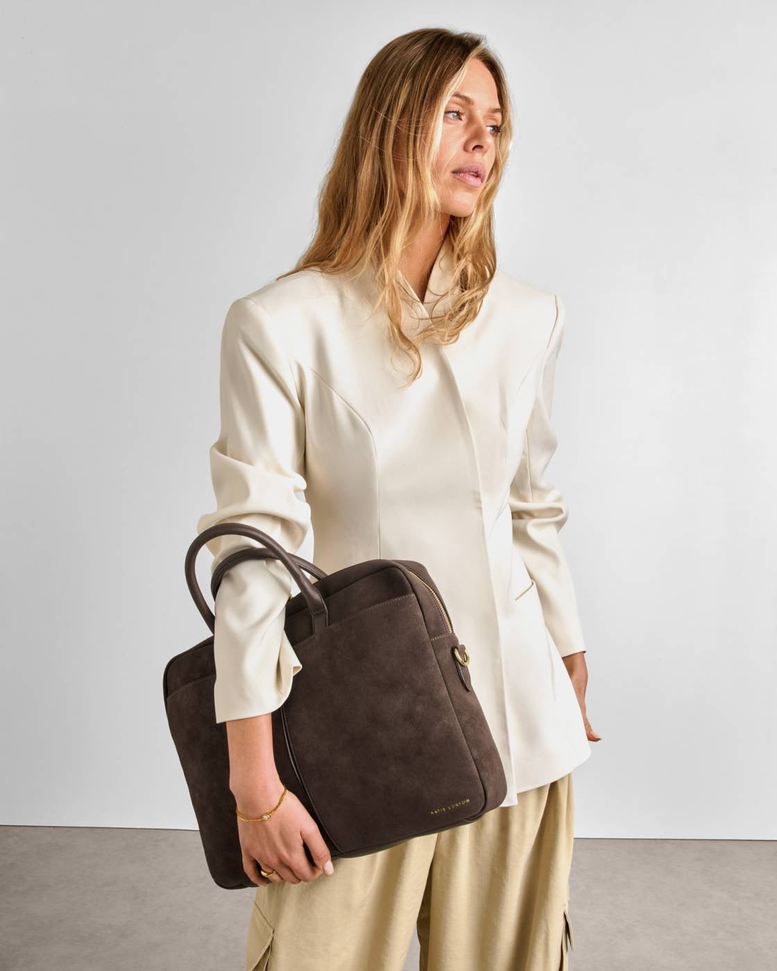 Katie Loxton - City Laptop Bag - Chocolate Suedette