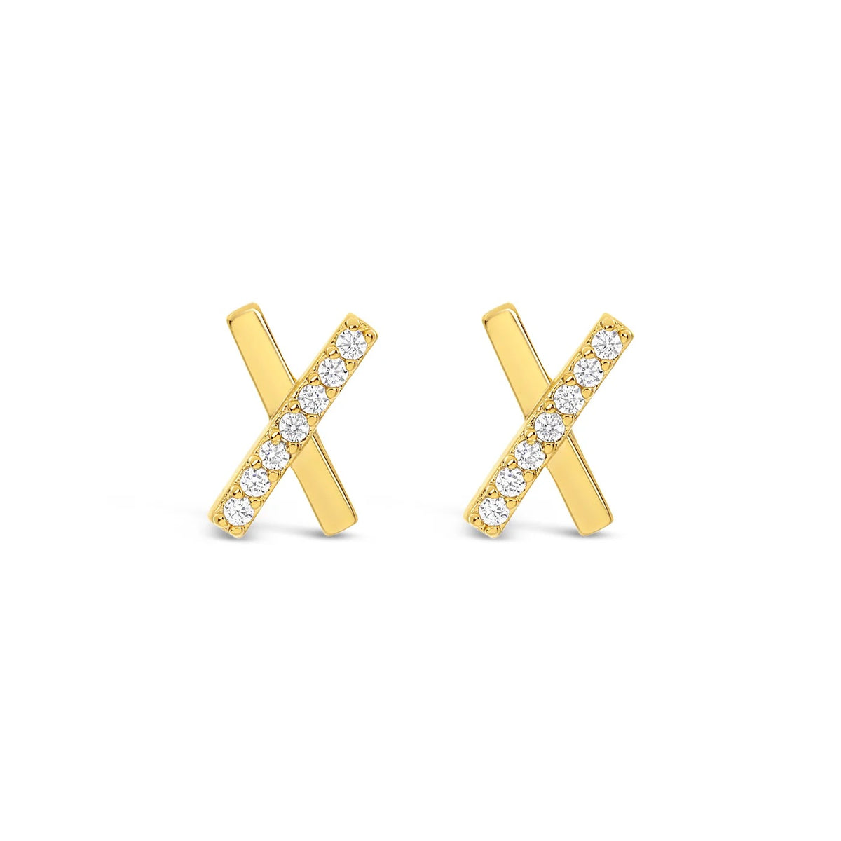 Lanes - Gold Kisses with Crystal - Boxed Stud Earrings - Gold