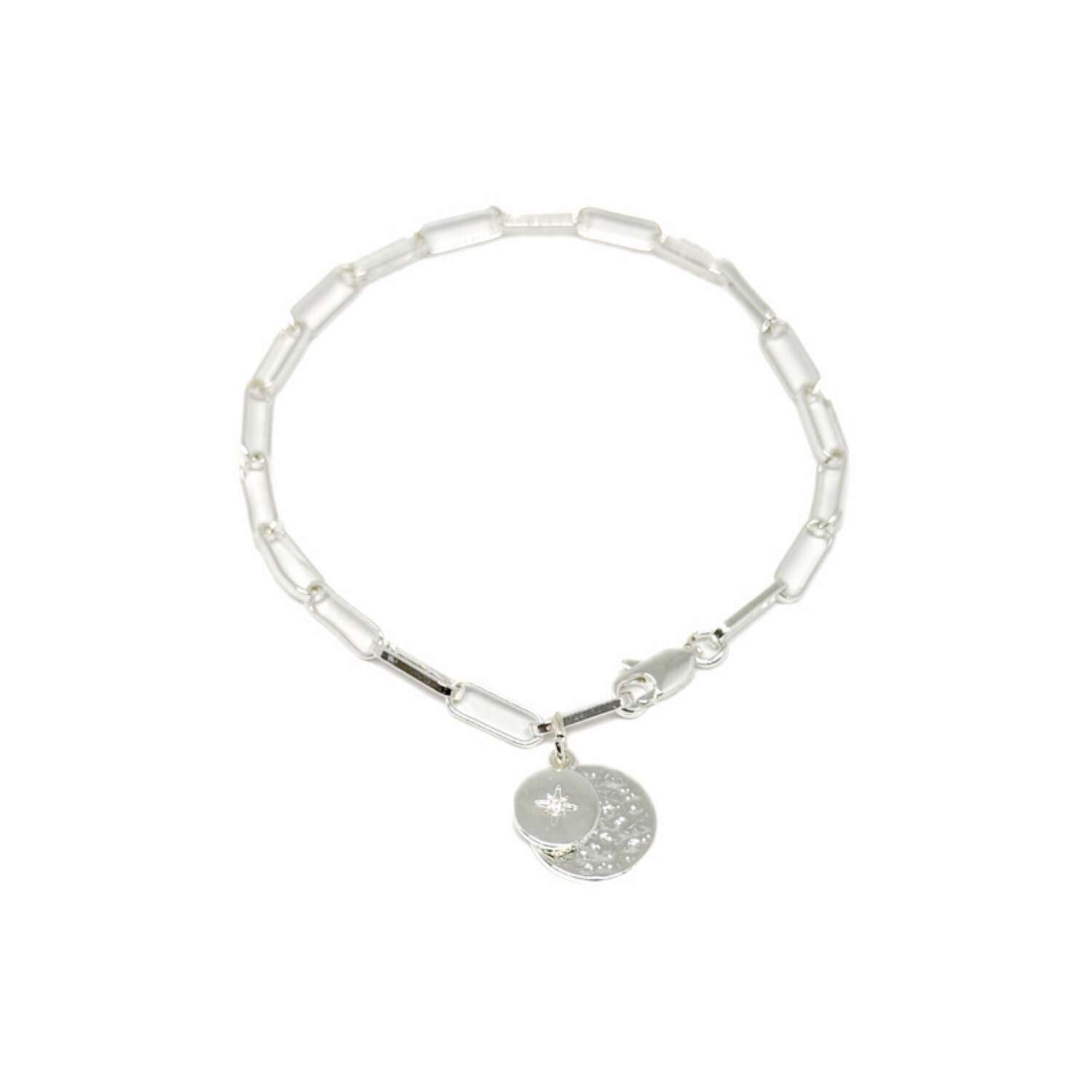 Dira Disc Paper-Link Chain Bracelet - Silver - Clementine Jewellery