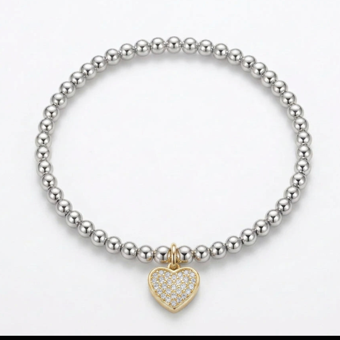 Aria Pave Heart Stretch Bracelet - Gold - Clementine Jewellery