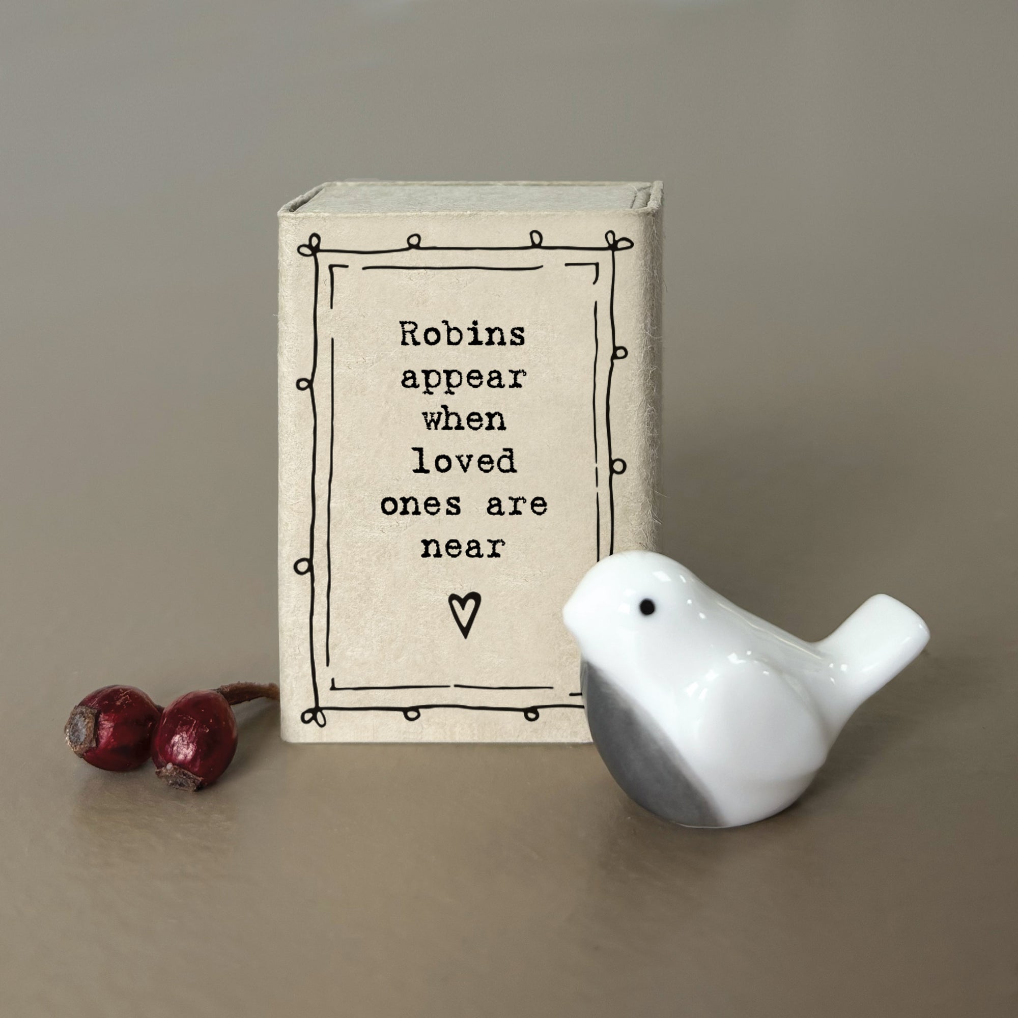East of India Matchbox - Ceramic Ornament - Robins Appear