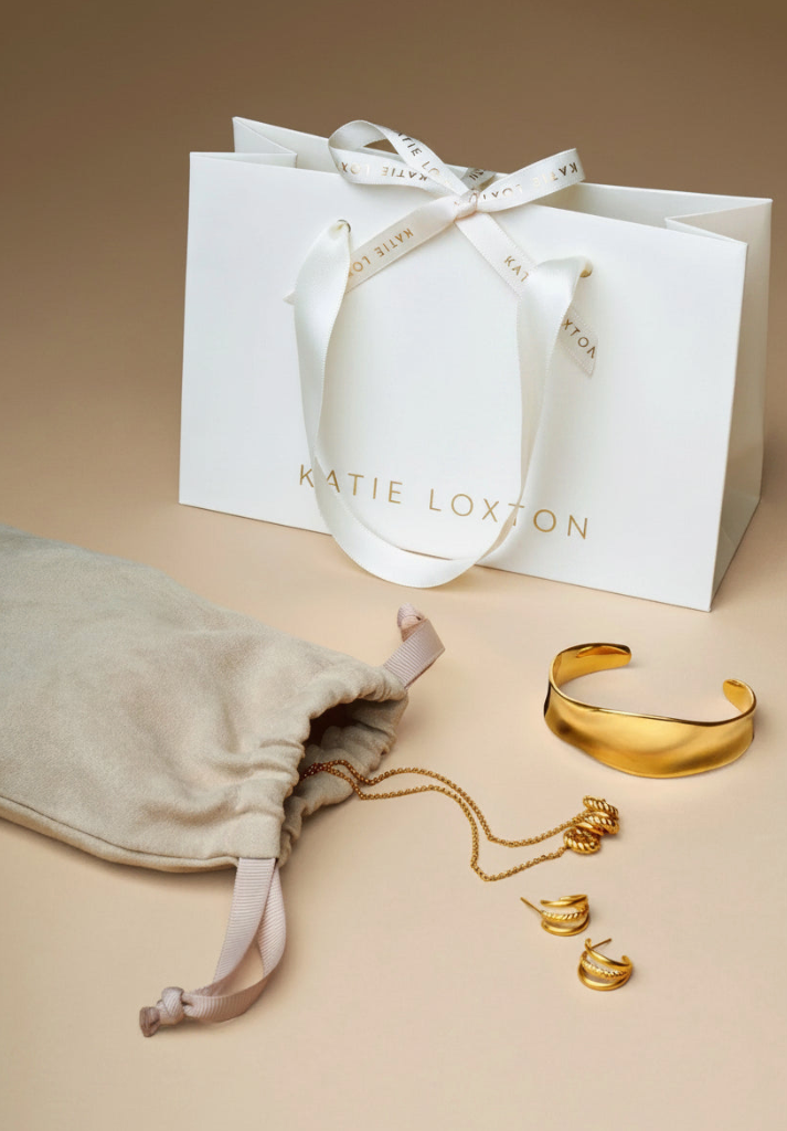 Katie Loxton Waterproof Jewellery - Rogue Noir - Gold Heart Stud Earrings
