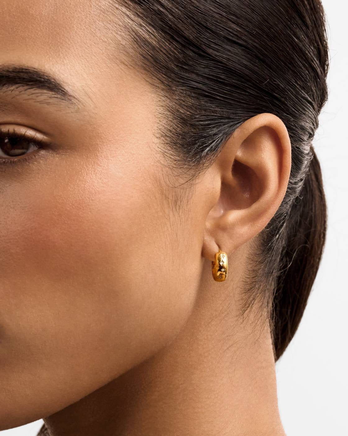 Katie Loxton Waterproof Jewellery - Starry - Gold Sparkly Hoop Earrings