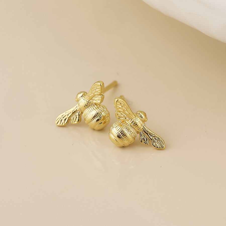 POM Honey Bee Stud Earrings - Gold