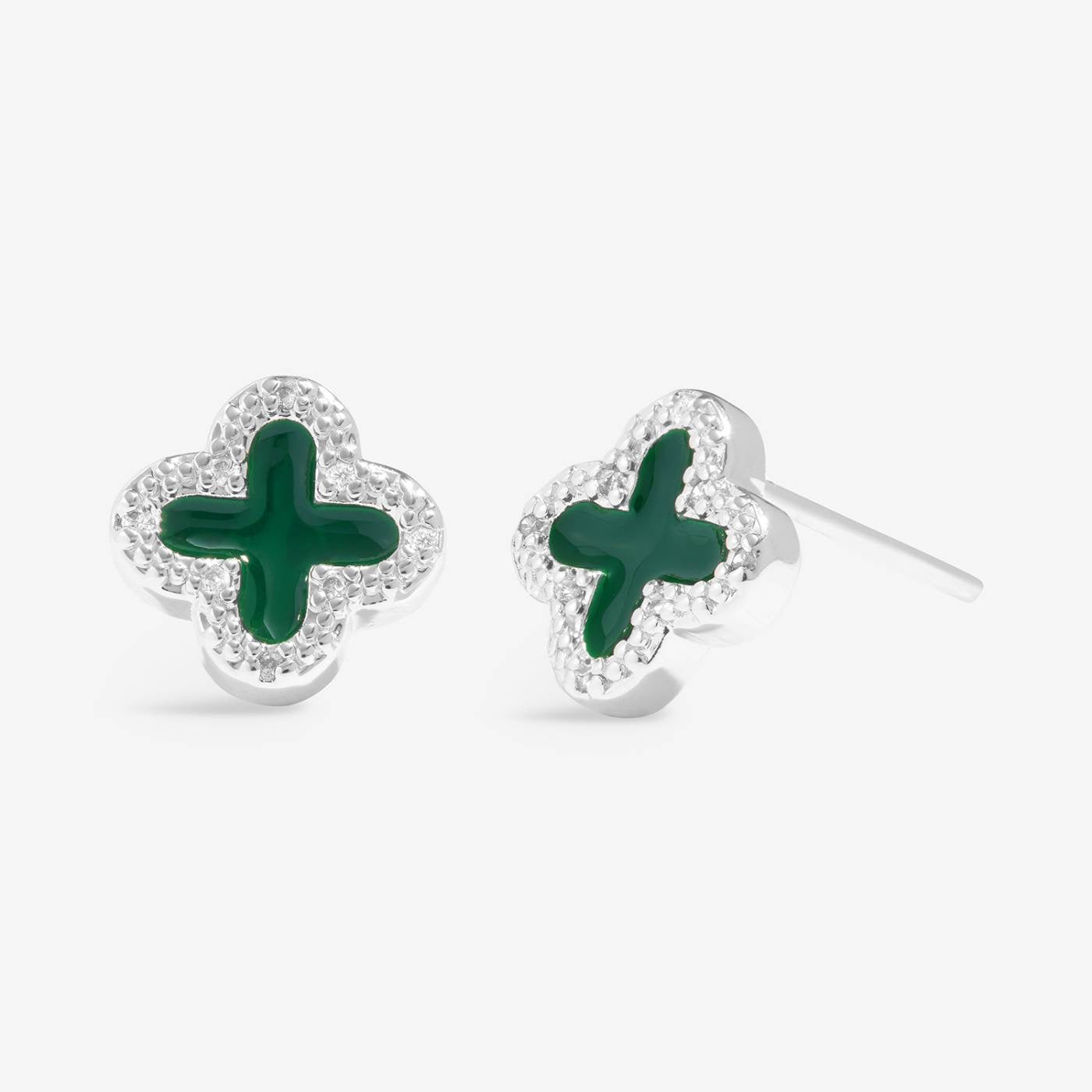 Joma Jewellery Moments to Shine - Lucky - Silver Plated Boxed Clover Stud Earrings