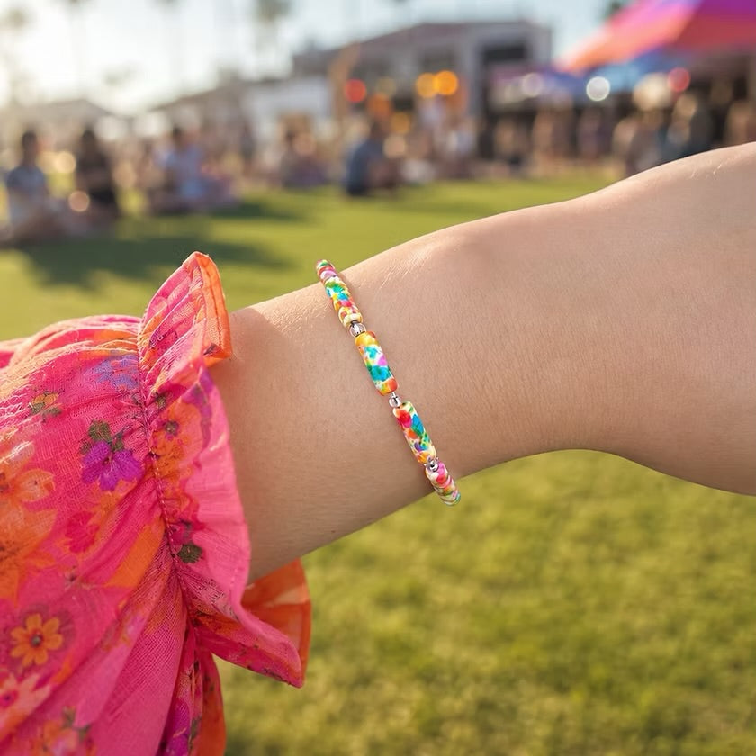 Carrie Elspeth Festival Tube Bead Bracelet- Multicoloured
