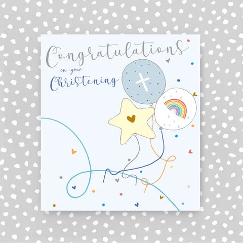 Molly Mae Congratulations on your Christening Balloons Blue Card