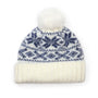 POM - Erica - Navy/Cream - Scandi Starflower Knitted Cosy Bobble Hat