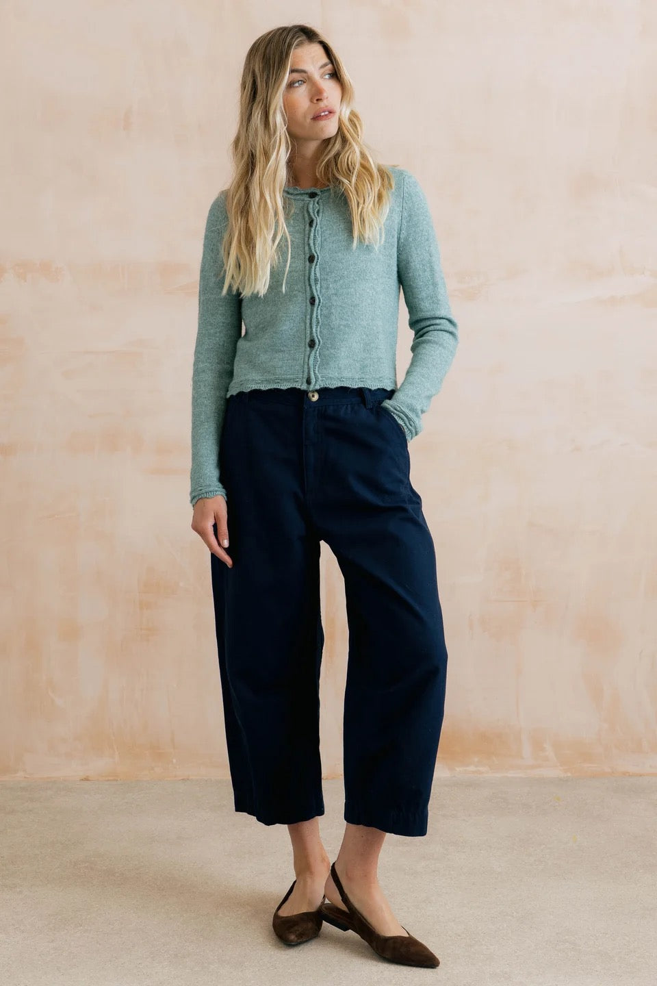 Elodie - Scallop Knit Outfitter Cardigan - Sea Blue - Lily &amp; Me