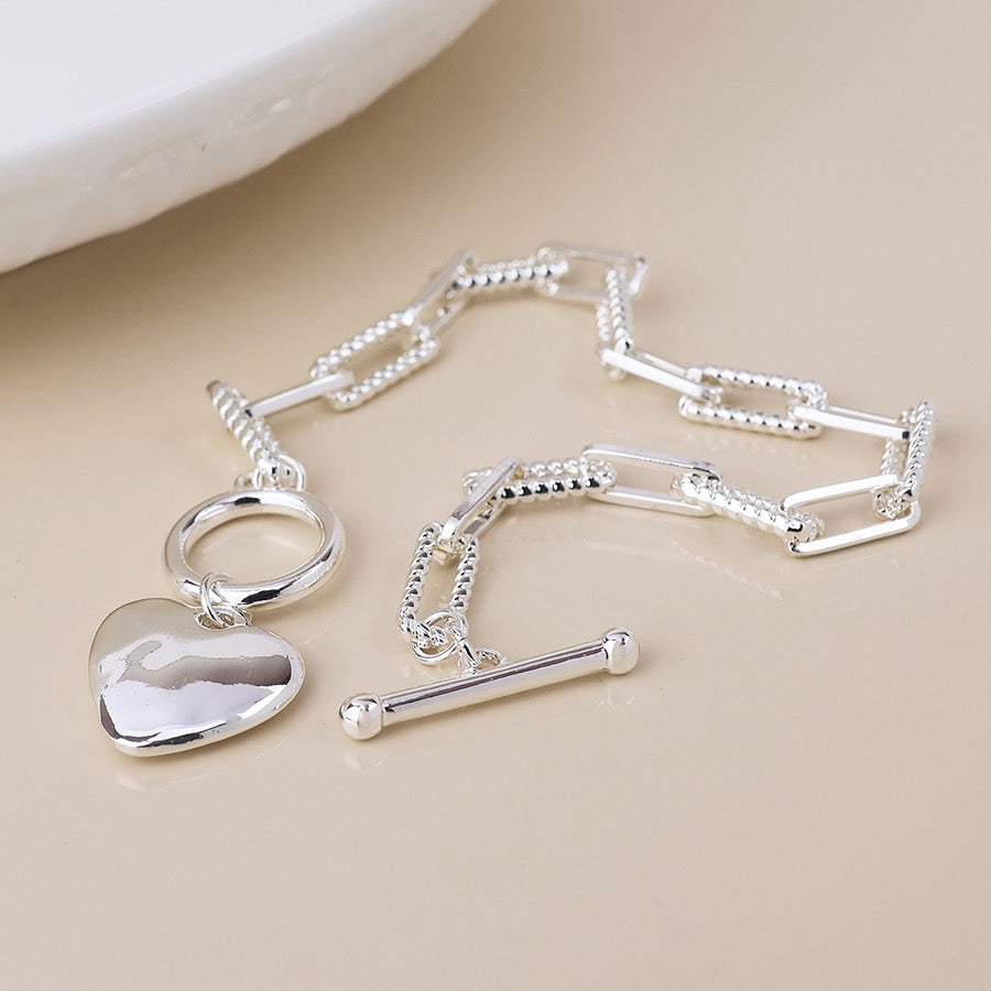 POM - Foundry Heart T-Bar Bracelet- Silver