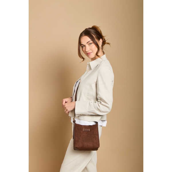 Alice Wheeler - Suede Kensington - Mini Hobo Crossbody Bag - Chocolate
