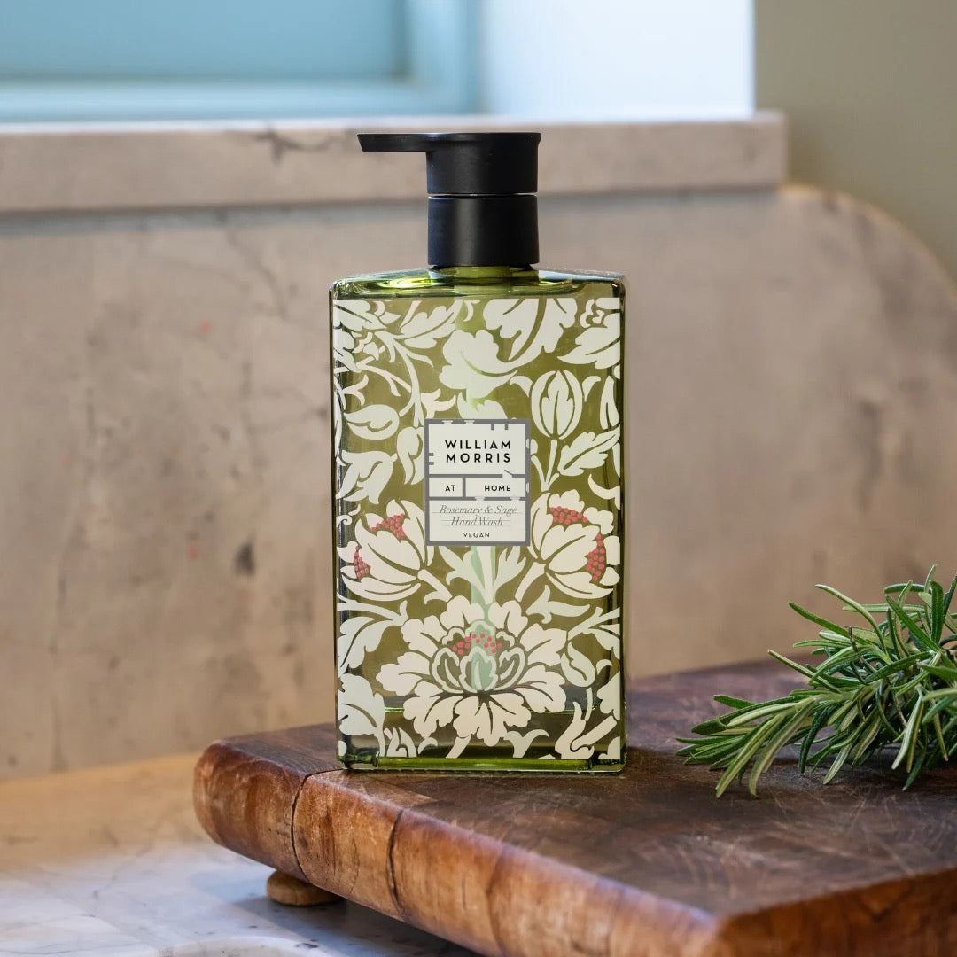 William Morris at Home - Rosemary &amp; Sage - Odour Neutralising Glass Pump Hand Wash - 300ml