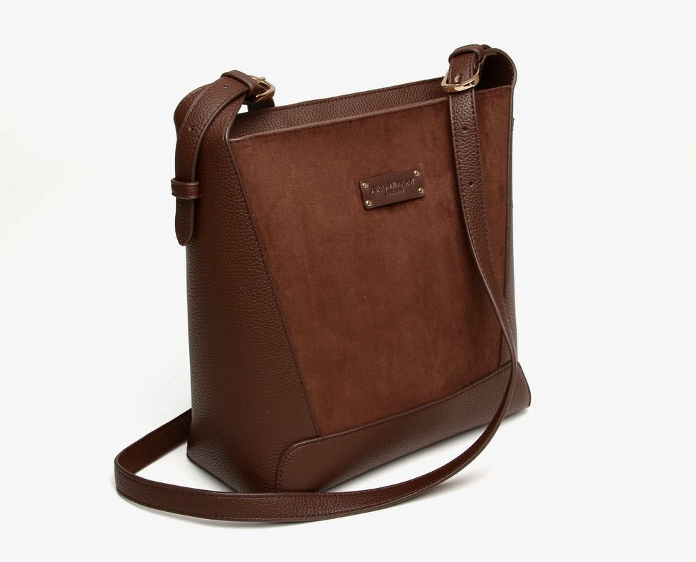 Alice Wheeler - Suede Kensington - Medium Crossbody Bag - Chocolate