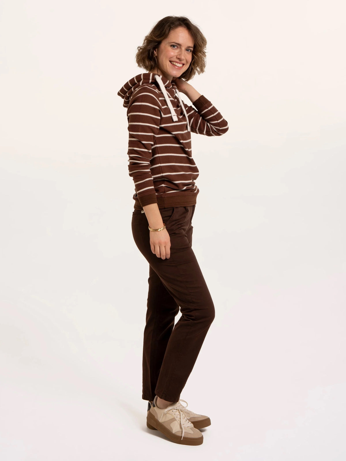 Brakeburn - Whitefield - Texture Stripe Hoodie - Chocolate/Ecru