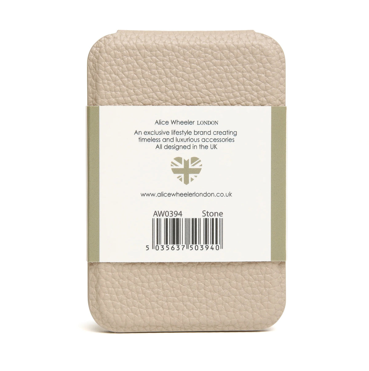 Alice Wheeler - Faux Leather - Mini Folding Compact Mirror - Stone