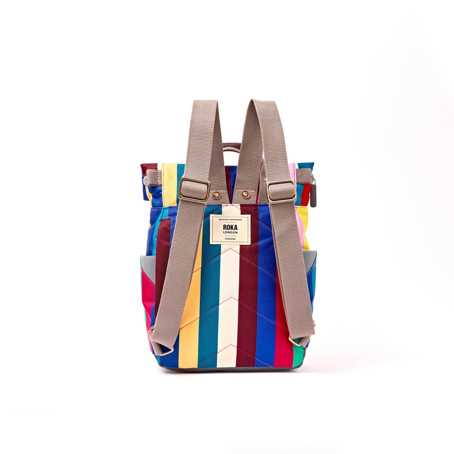 Roka Canfield B Backpack-Recycled Canvas - SMALL - Wide Multi Stripe (Limited Edition)