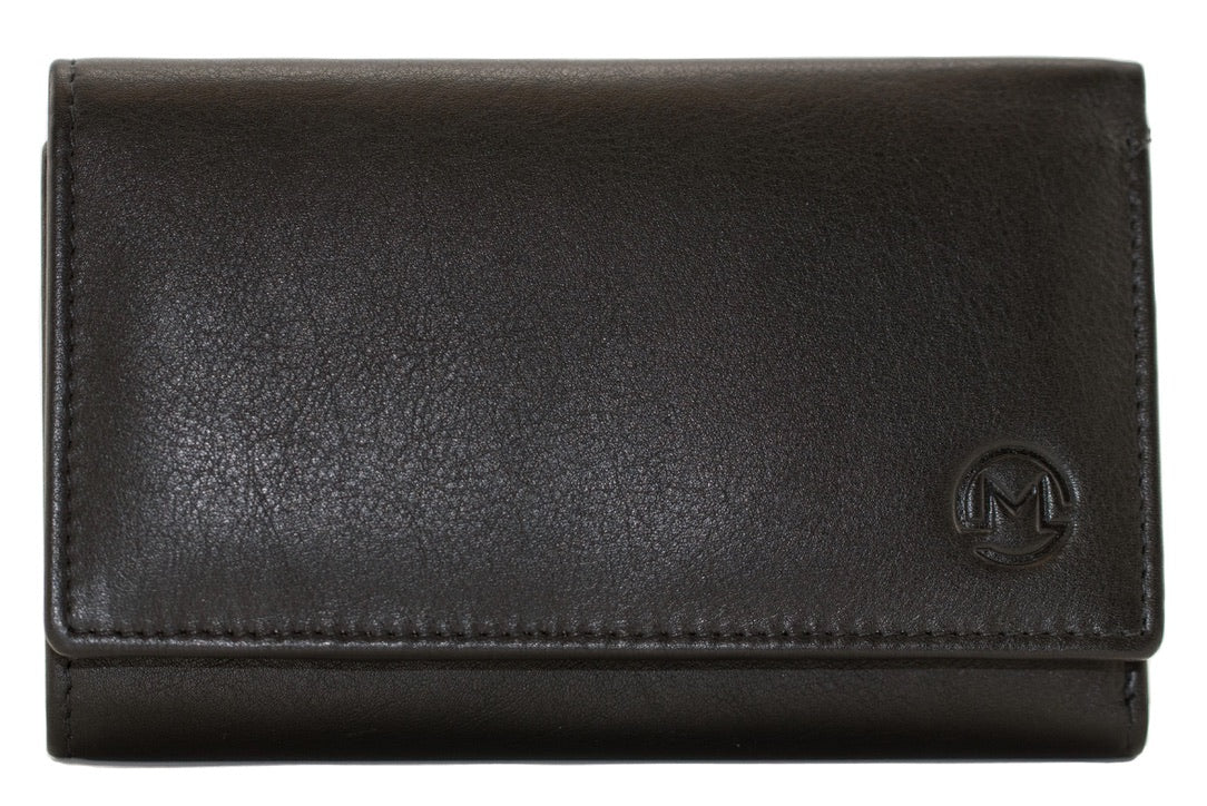 Mala Leather - Origin Medium Tri-Fold &amp; Zip Purse (3698 5)- Black