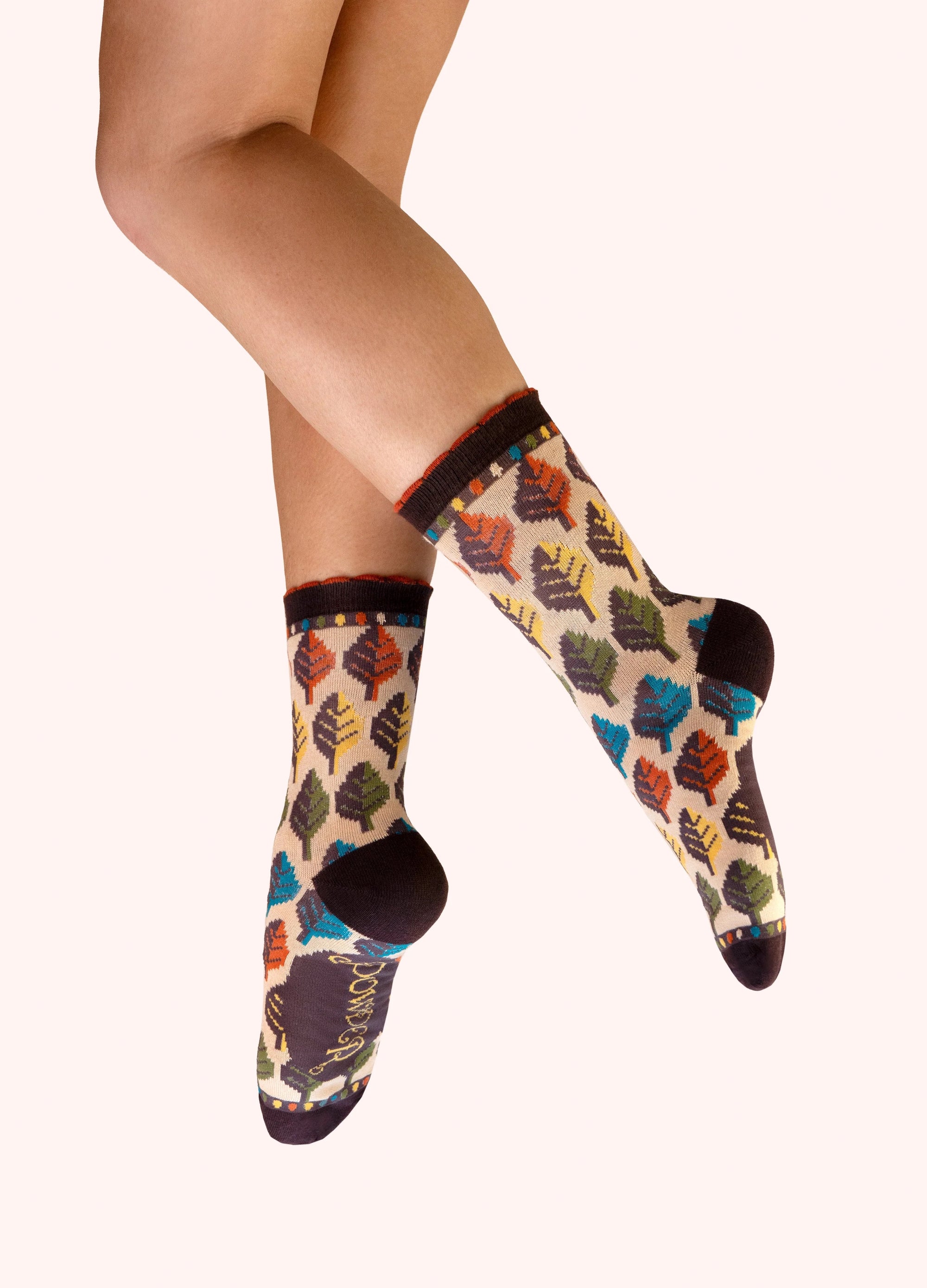 Powder - Leaves - Ladies Bamboo Ankle Socks - Multi
