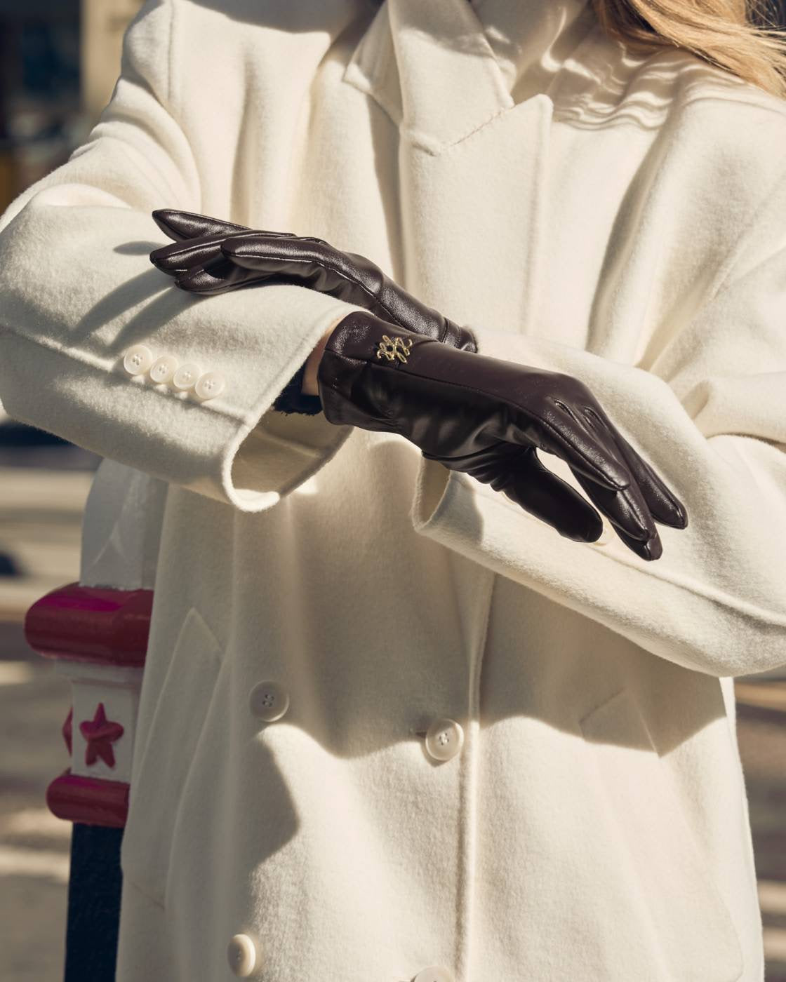 Katie Loxton - Gift Boxed - Faux Leather Gloves - Chocolate