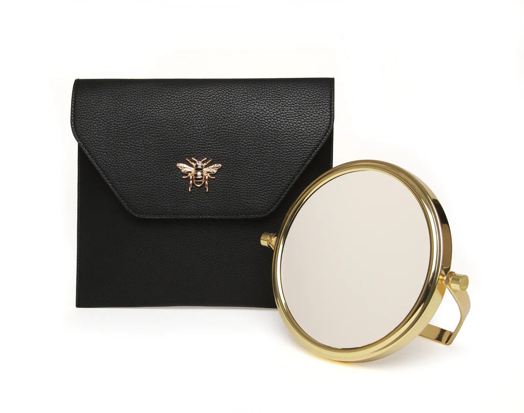 Alice Wheeler Black Bee Travel Mirror & Case - 7x Magnification