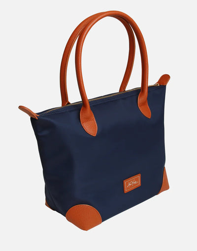 Alice Wheeler Shoreditch Medium Tote Bag - Navy Blue/Tan