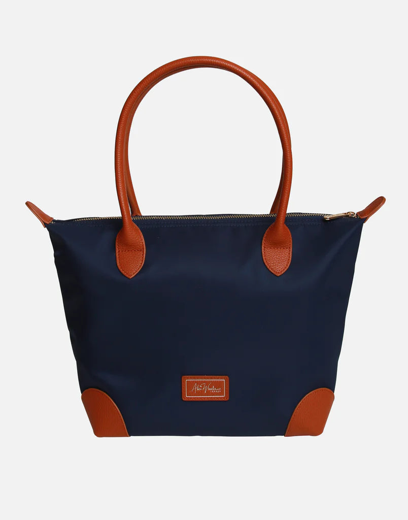 Alice Wheeler Shoreditch Medium Tote Bag - Navy Blue/Tan