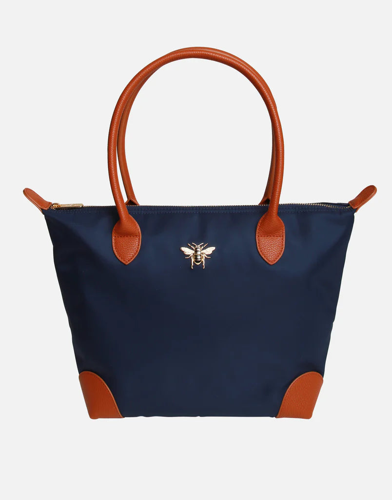 Alice Wheeler Shoreditch Medium Tote Bag - Navy Blue/Tan