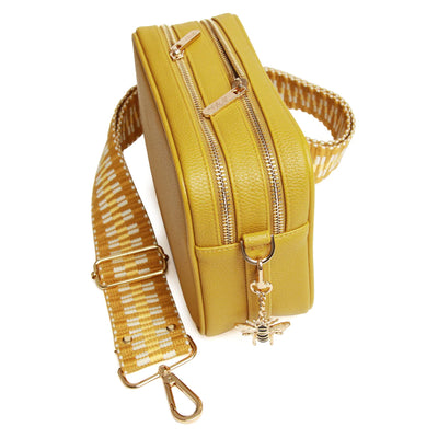 Alice Wheeler Ochre Soho Double Zipped Crossbody Bag with ZigZag Bag Strap