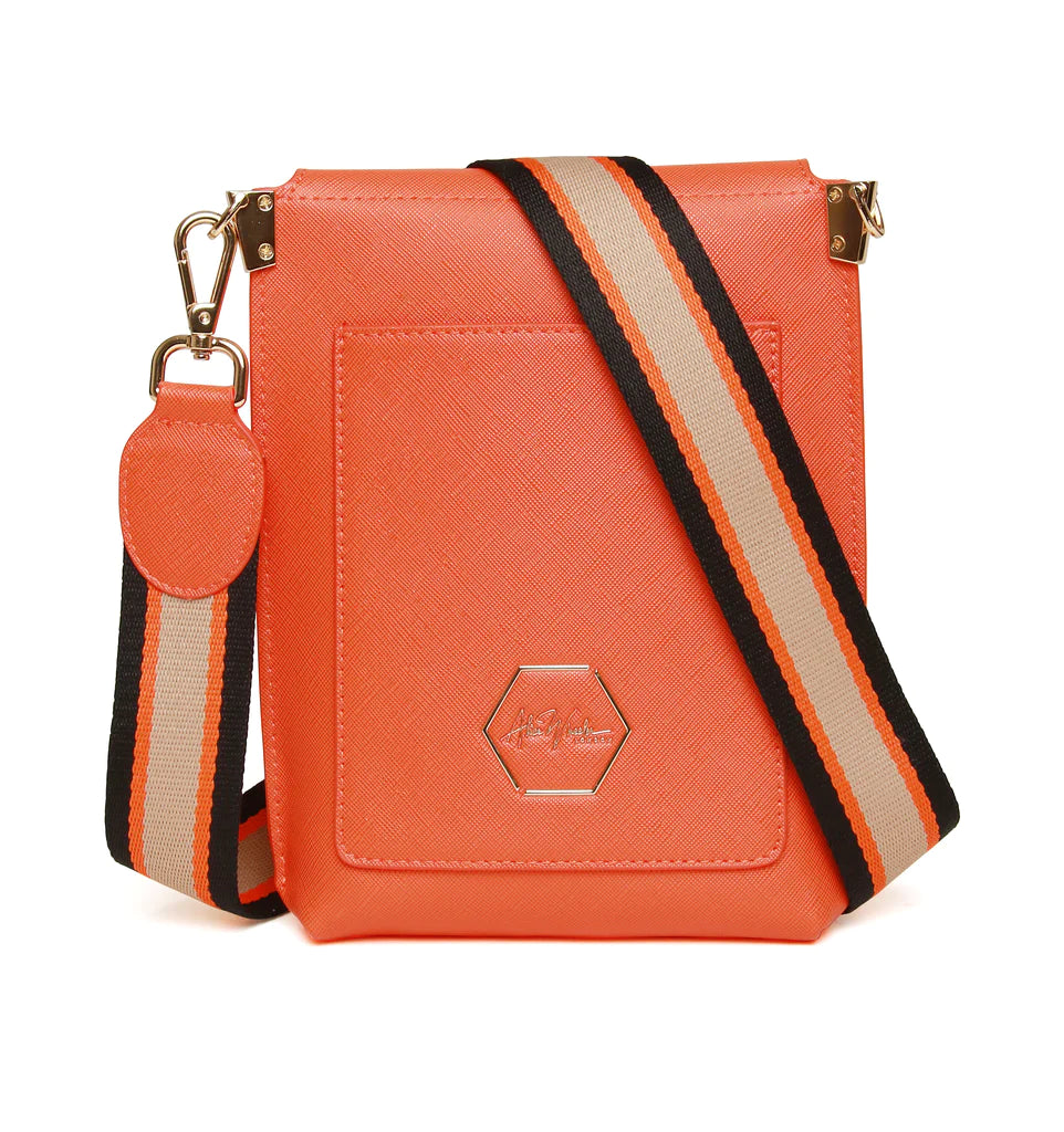 Alice Wheeler Honeycomb Brompton Phone Crossbody Bag - Orange