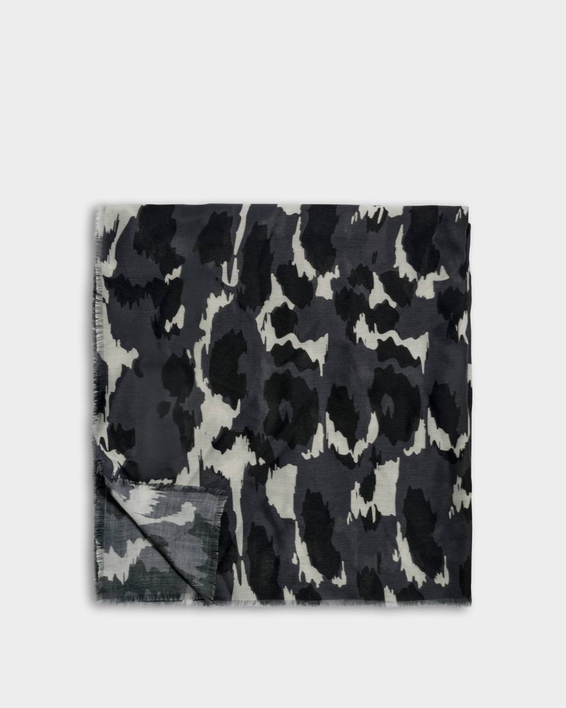 Katie Loxton Printed Scarf - Brush Stroke Leopard -Grey/Black/White