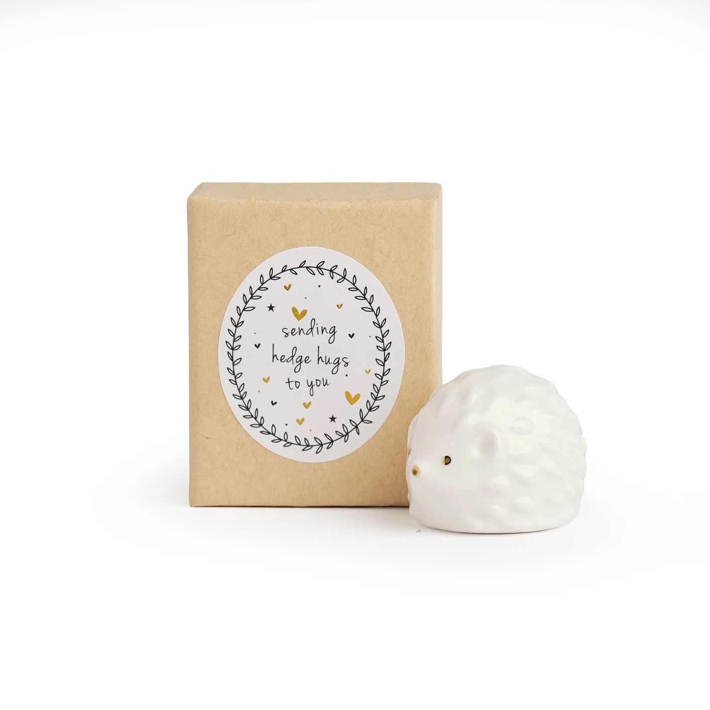 Sending Hedgehugs - Hedgehog - Signature Boxed Mini Porcelain 3D Shaped Token - Belly Button