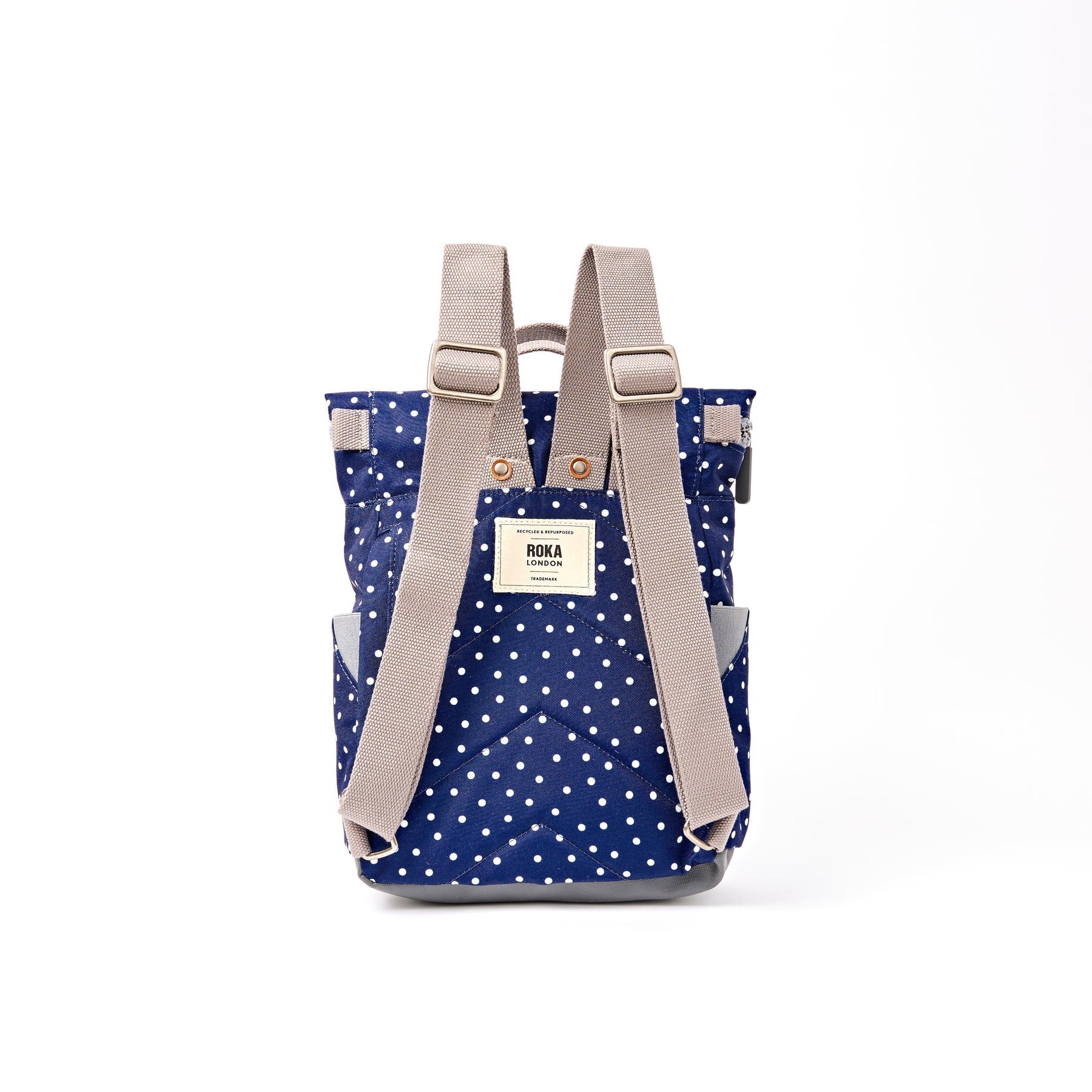 Roka Canfield B Backpack-Recycled Canvas - SMALL - Polka Dot Navy (Limited Edition)