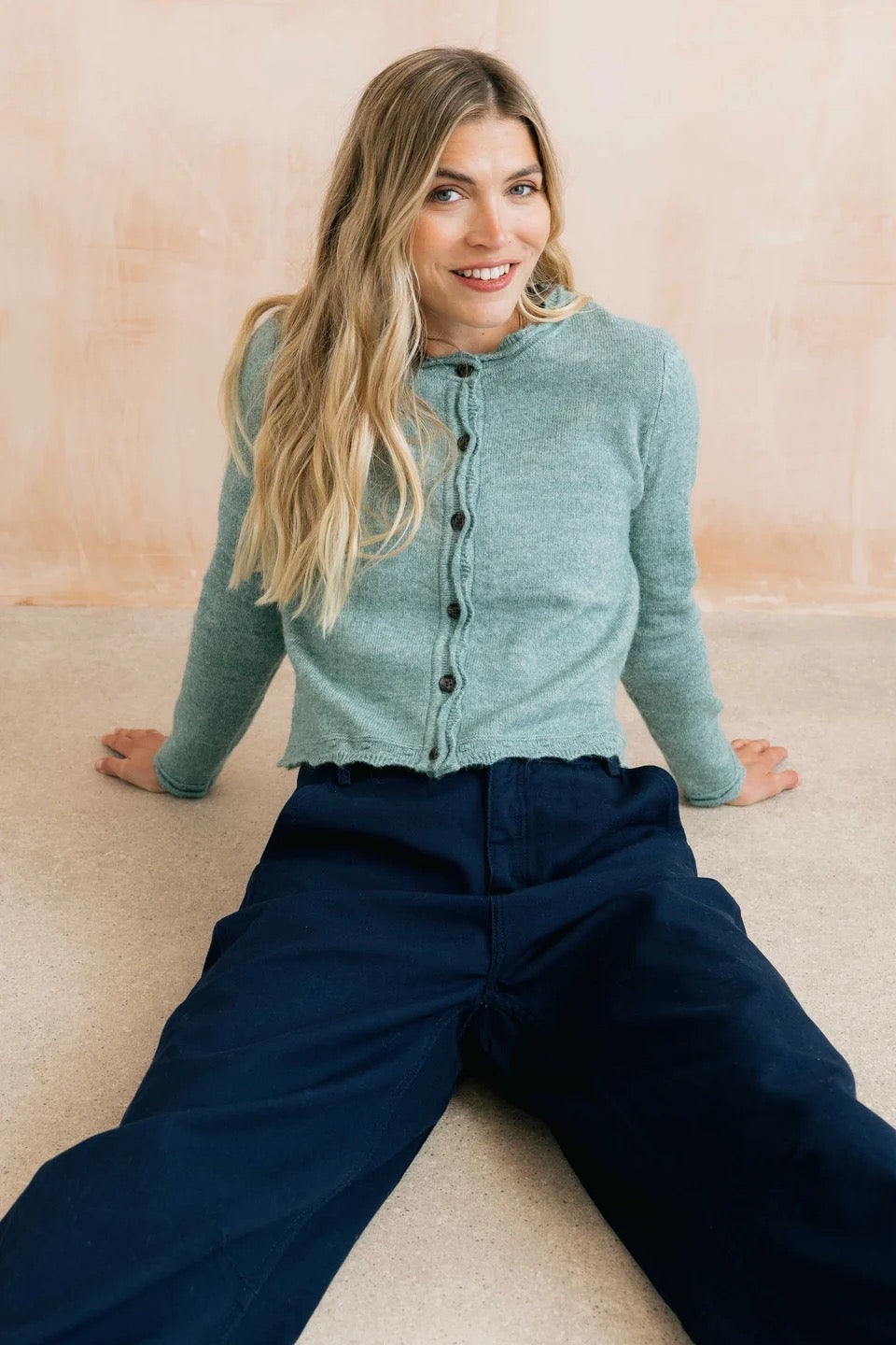 Elodie - Scallop Knit Outfitter Cardigan - Sea Blue - Lily &amp; Me