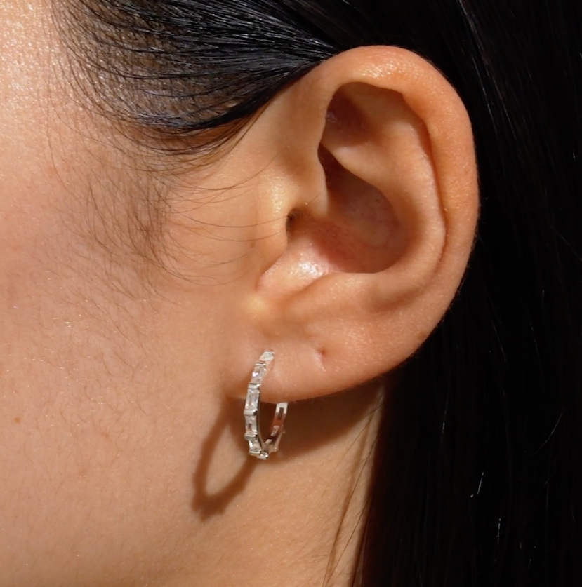 Joma Jewellery - Loved by You - CZ Rectangular Crystal Hoop Earrings - Silver Plating