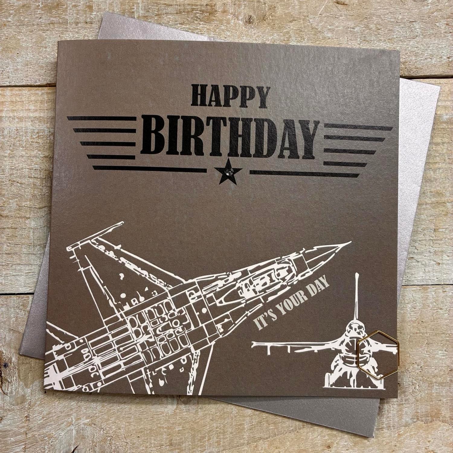 Happy Birthday Aeroplane Birthday Card - It`s Your Day - White Cotton Cards